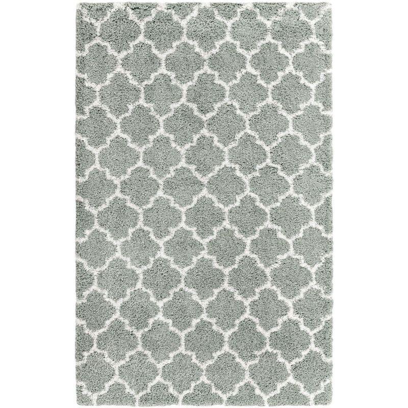 Unique Loom 5' 3 x 8' 0 White Cyan Rabat Shag Marble Area Rug