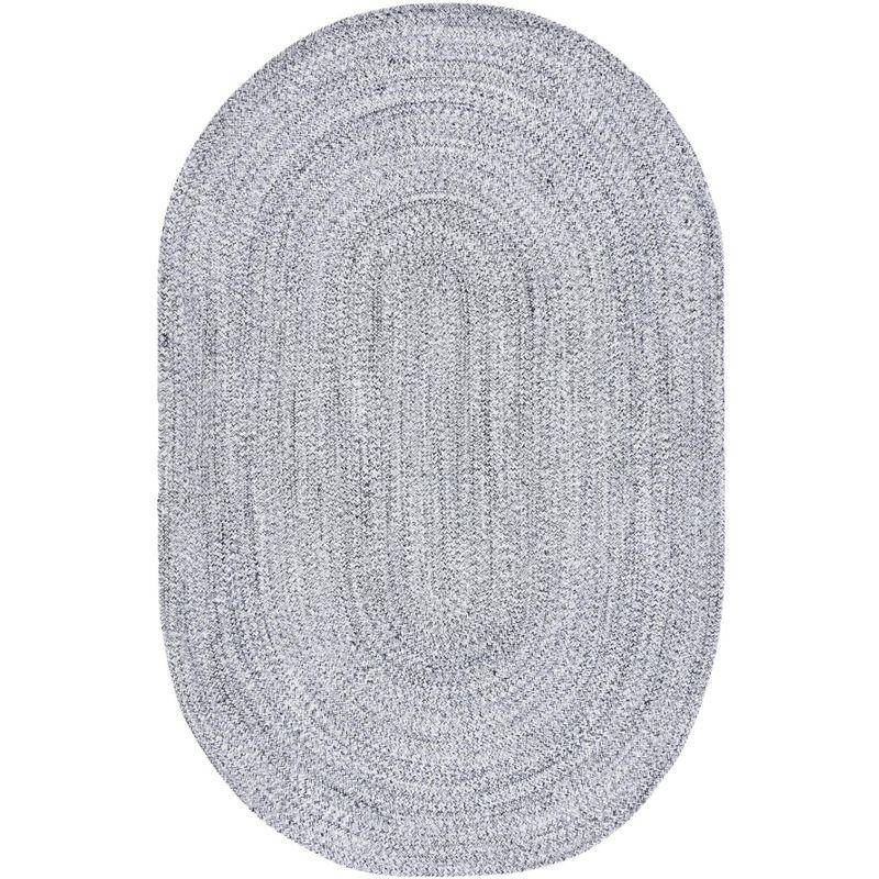 Braided BRD256 Hand Woven Indoor Accent Rug - Ivory/Black - 3'x5' Oval - Safavieh