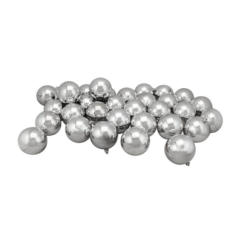 Silver Shatterproof Plastic Christmas Ball Ornament Set, 32 Pieces