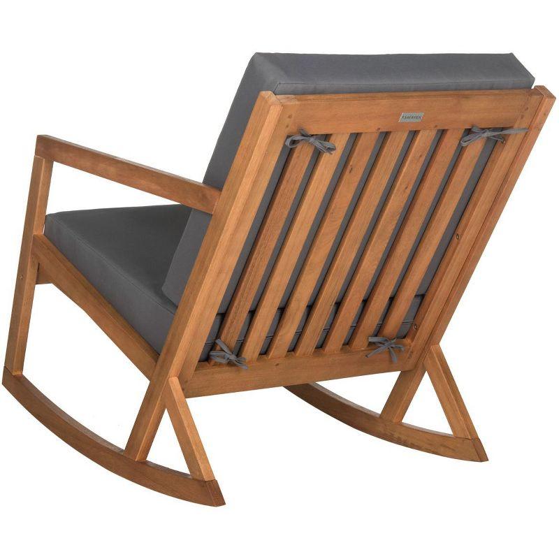 Eucalyptus Wood Black and Brown Rocking Chair with Cushions