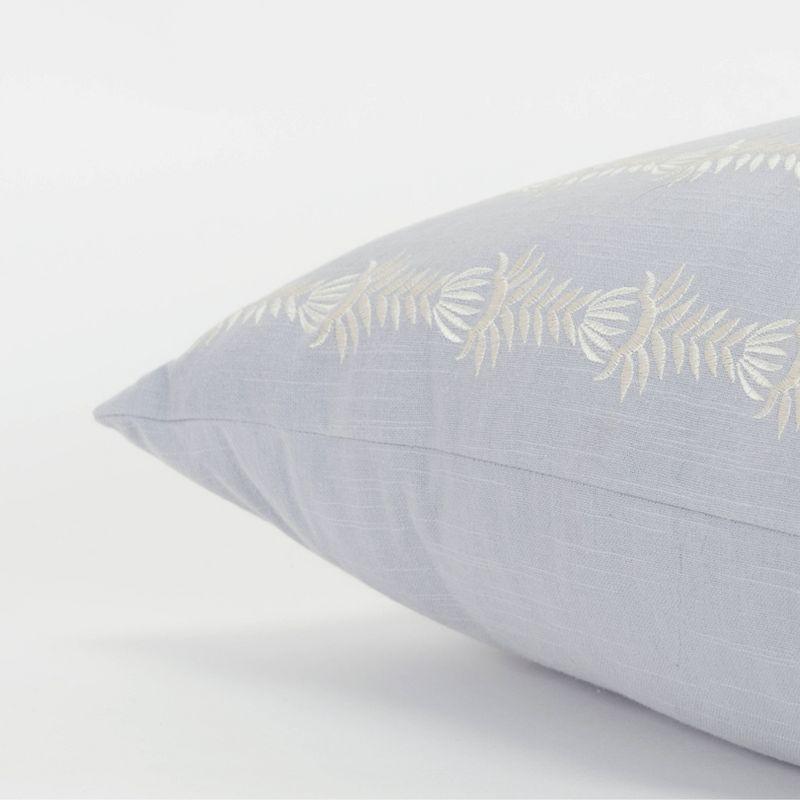 20"x20" Oversize Botanical Striped Square Throw Pillow Cover Light Blue - Rizzy Home: Cotton Canvas, Hidden Zipper, Pet Friendly