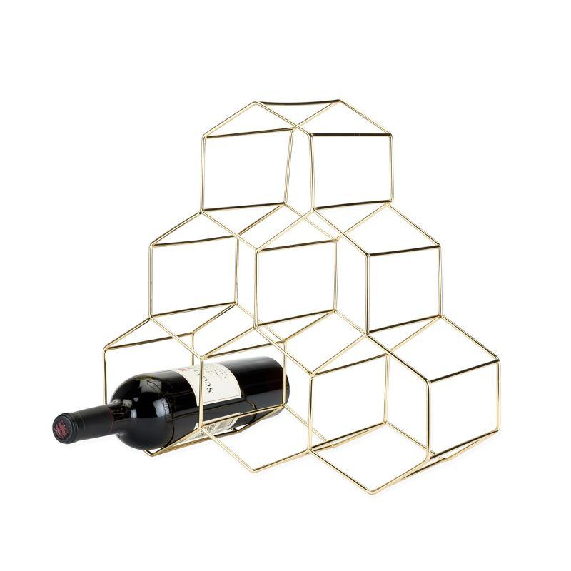 Elegant Geo Gold-Plated Iron 6-Bottle Tabletop Wine Rack