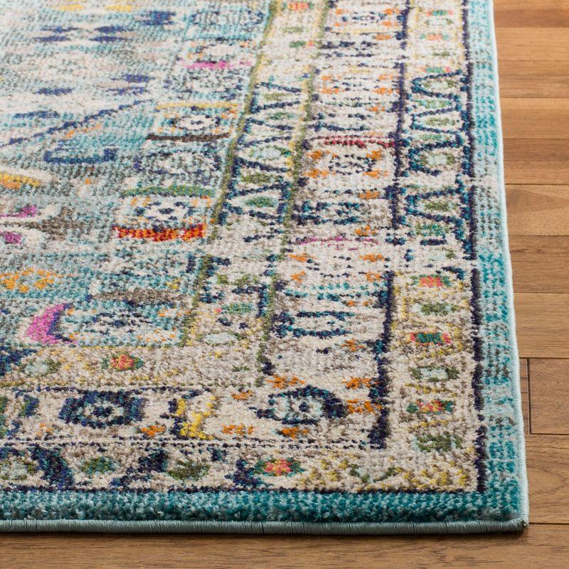 Bohemian Bliss Round Blue Floral Accent Rug - 4' x 5'7"