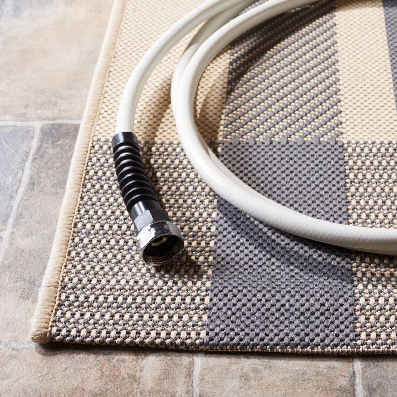 Courtyard CY6201 Power Loomed Indoor/Outdoor Area Rug - Grey/Bone - 4'x4' - Safavieh.
