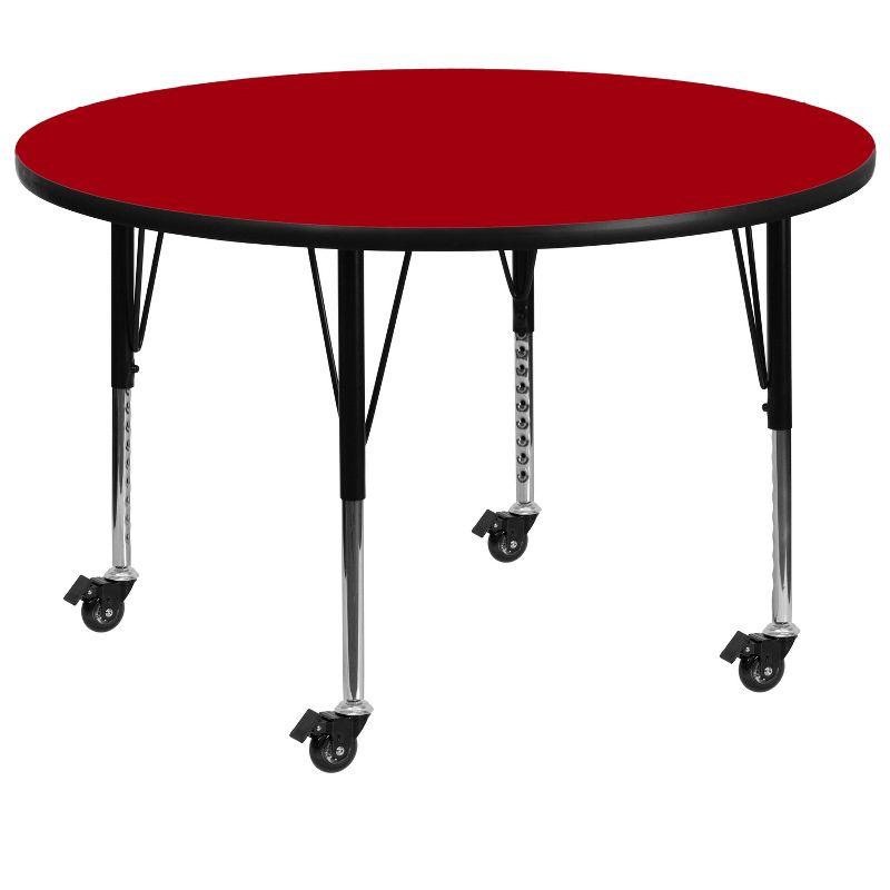 Goddard Mobile Round Laminate Activity Table with Height Adjustable Short Legs