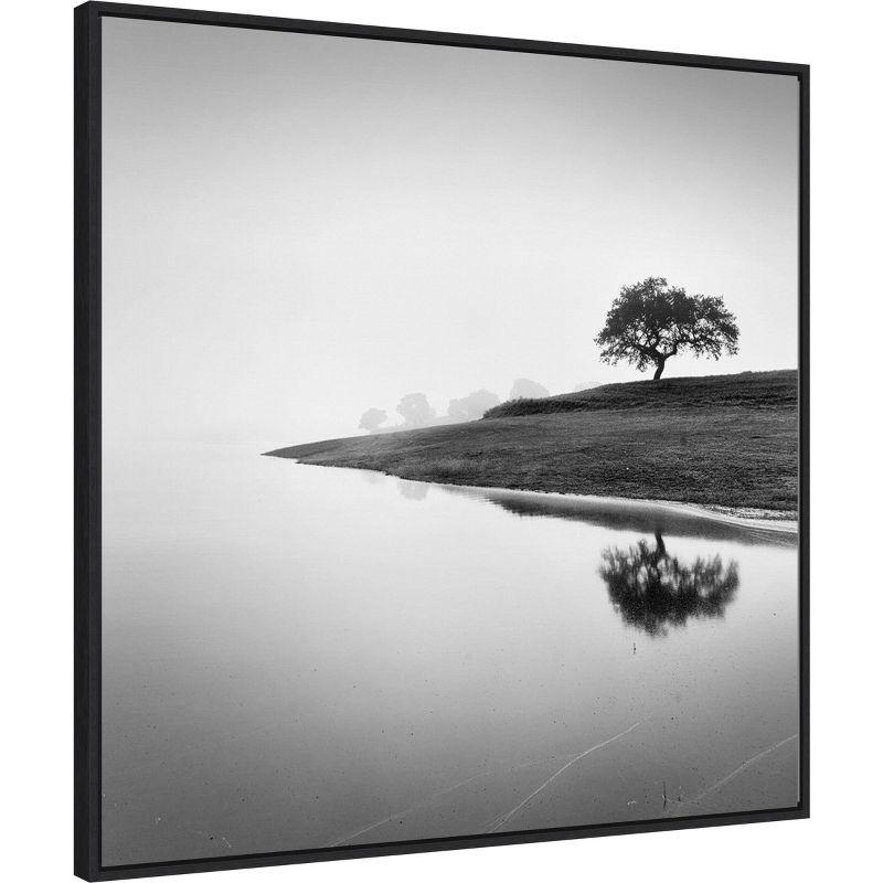 30" x 30" Tree in The Lake by Alexandre Manuel Framed Canvas Wall Art Print - Amanti Art