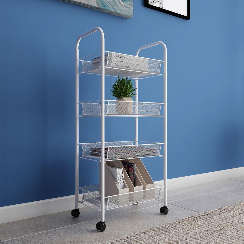 Hastings Home Tiered Rolling Storage Cart - Mobile Space Saving Organizer for Kitchen, Office, Garage, and Bathroom