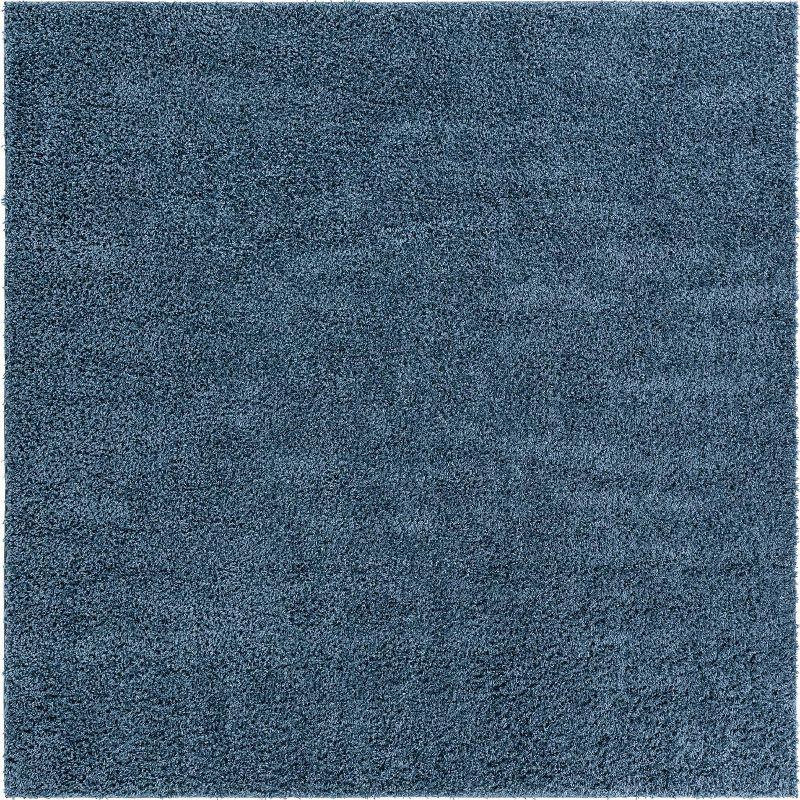 Marine Blue Square Shag Synthetic Easy-Care Rug