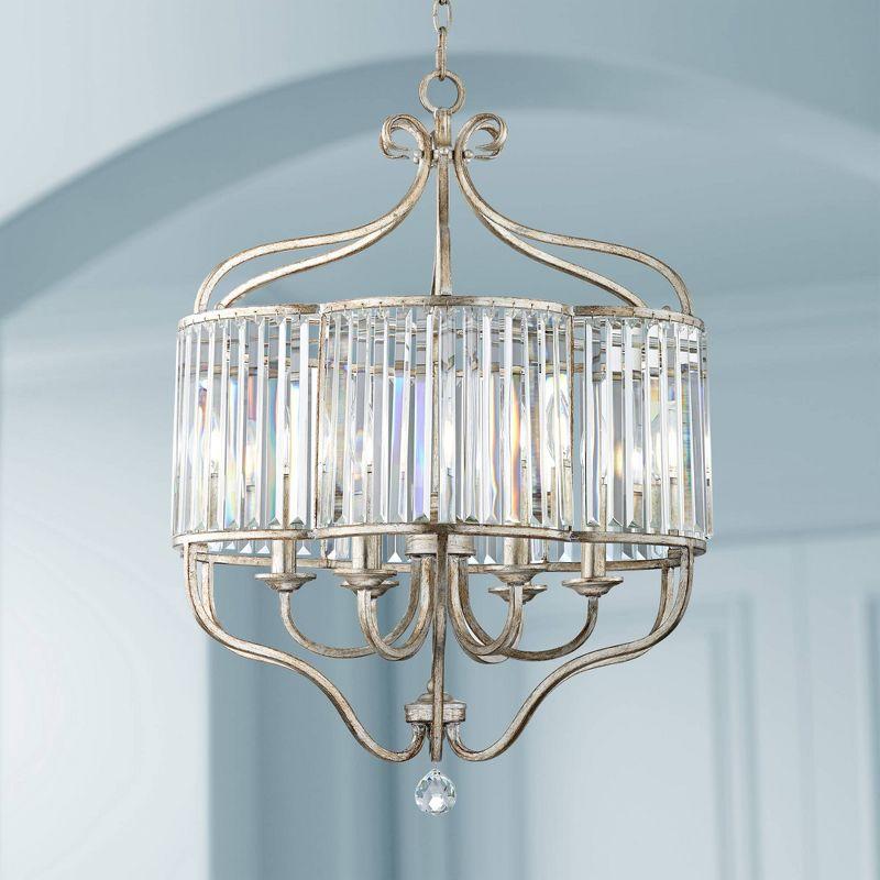 Vienna Full Spectrum Stella Antique Soft Silver Chandelier 22" Wide French Crystal Glass 6-Light Fixture for Dining Room House Foyer Kitchen Island