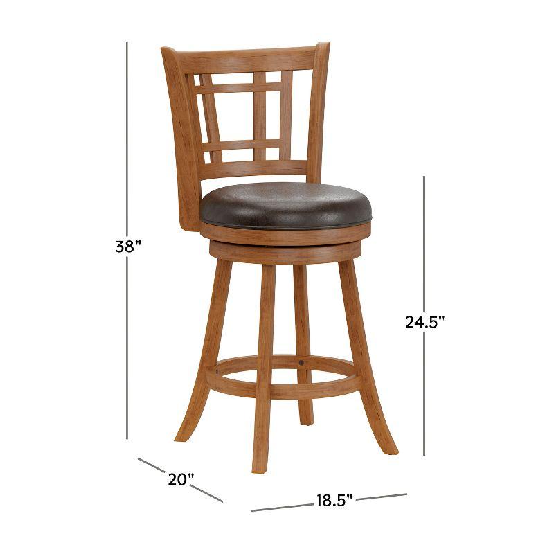 Fairfox Counter Height Barstool Oak - Hillsdale Furniture: 24.5" Swivel Stool with Back, Upholstered Seat, Wood Legs