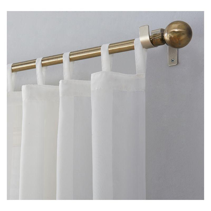 59"x95" No. 918 Sheer Emily Voile Tab Top Curtain Panel White: Sheer Curtain Panels, Machine Washable, Indoor Use