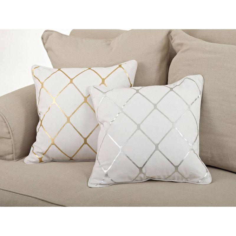 Down Filled Metallic Diamond Design Throw Pillow - Saro Lifestyle