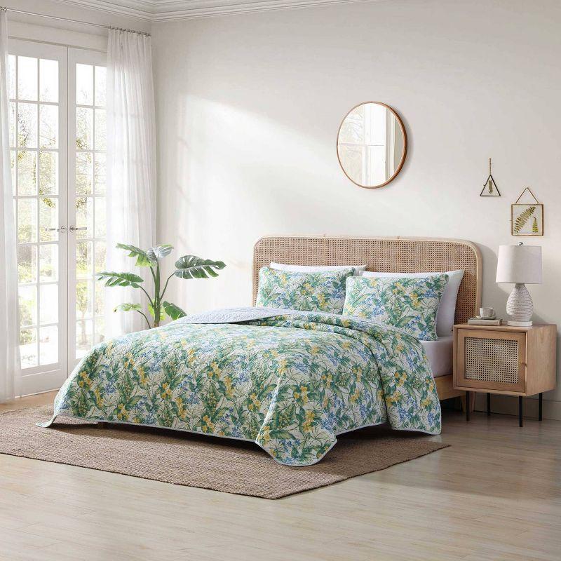 Tommy Bahama Paradise Point Cotton Reversible Green Quilt Set