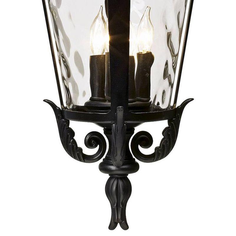 John Timberland Casa Marseille Rustic Outdoor Hanging Light Textured Black 23 3/4" Clear Hammered Glass for Post Exterior Barn Deck House Porch Yard