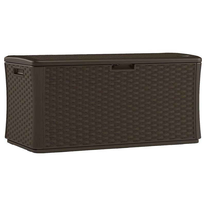 Suncast Extra Large Brown Wicker 134-Gallon Lockable Deck Box