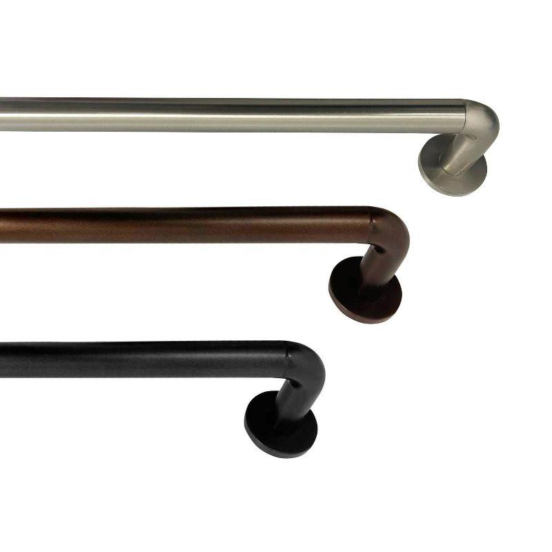 HLC.ME Wrap Around Darkening Adjustable Curtain Rod and Bracket Set for Heavier Drapes - Sturdy Pipe 1 in Diameter - Silver Gloss, 48" to 86" Inches