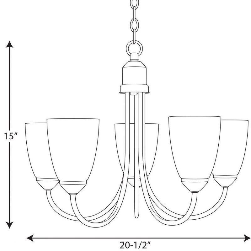 Progress Lighting Gather 5-Light Chandelier, Antique Bronze, White Etched Glass Shades