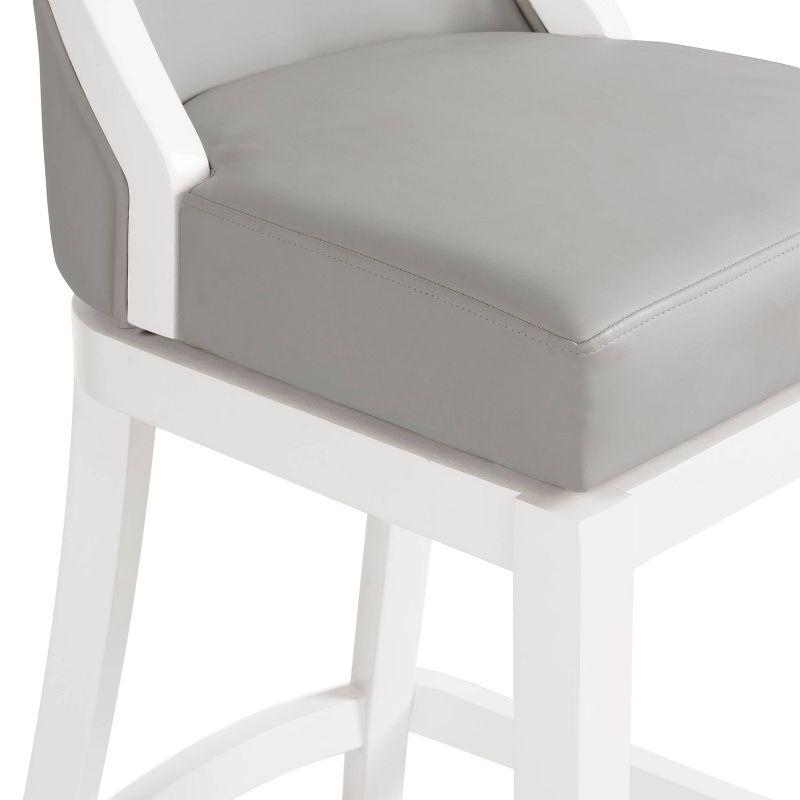 White Wood Swivel Bar Height Stool with Backrest