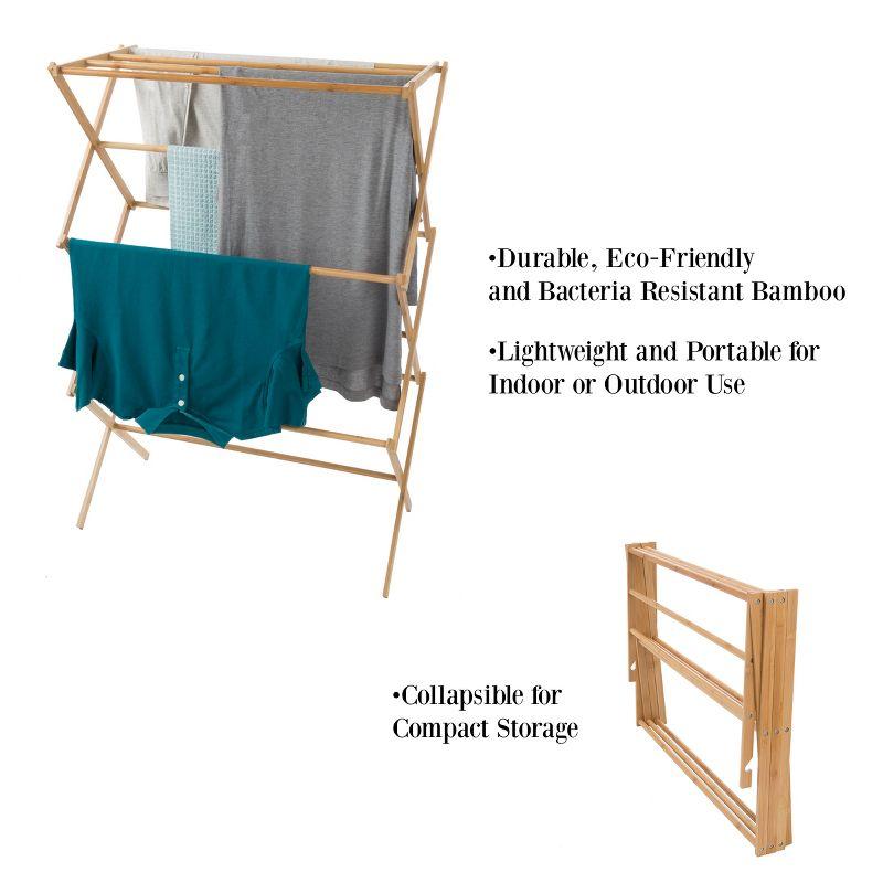 Hastings Home Portable Ecofriendly Wooden Clothes Rack for Indoor/Outdoor Drying - Brown