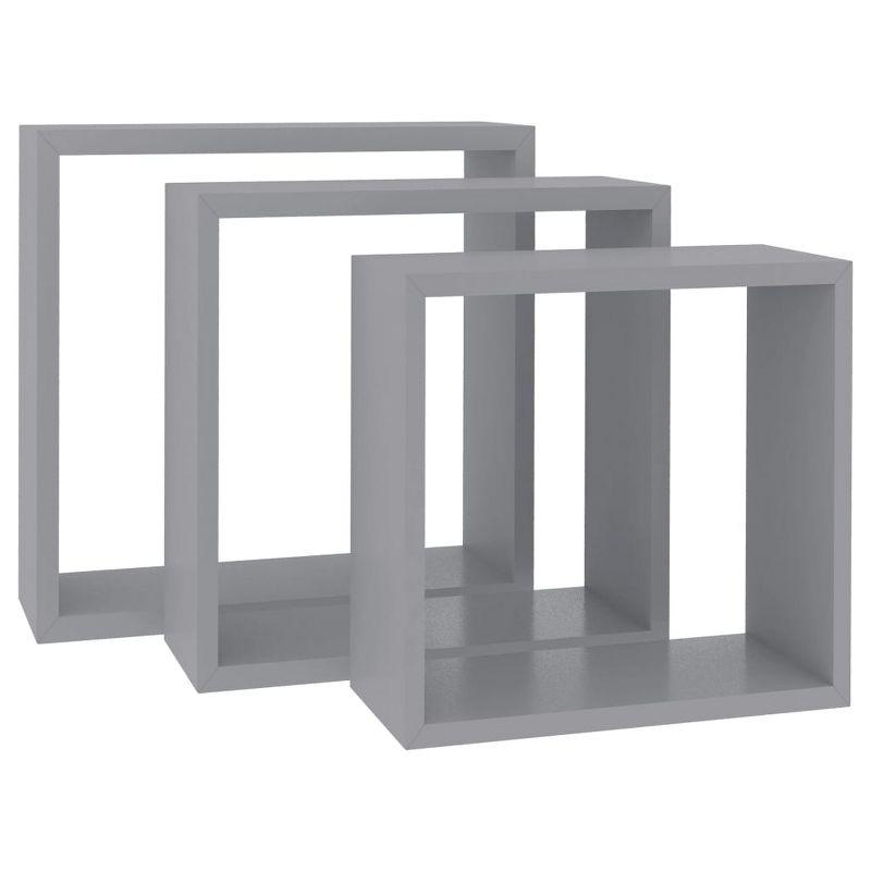 vidaXL Wall Cube Shelves 3 pcs Gray 11.8" x 3.9" x 11.8" MDF