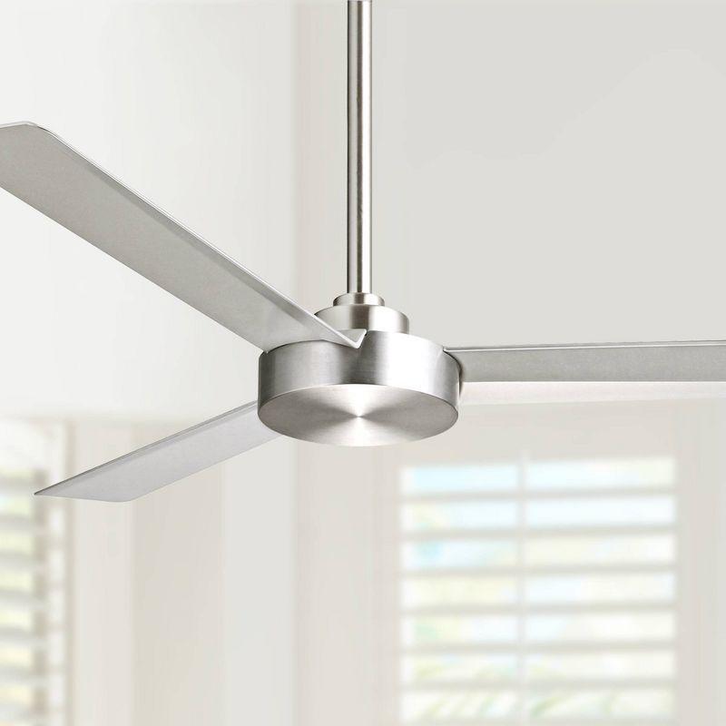 52" Minka Aire Modern 3 Blade Indoor Ceiling Fan Brushed Aluminum Silver for Living Room Kitchen Bedroom Family Dining House Home