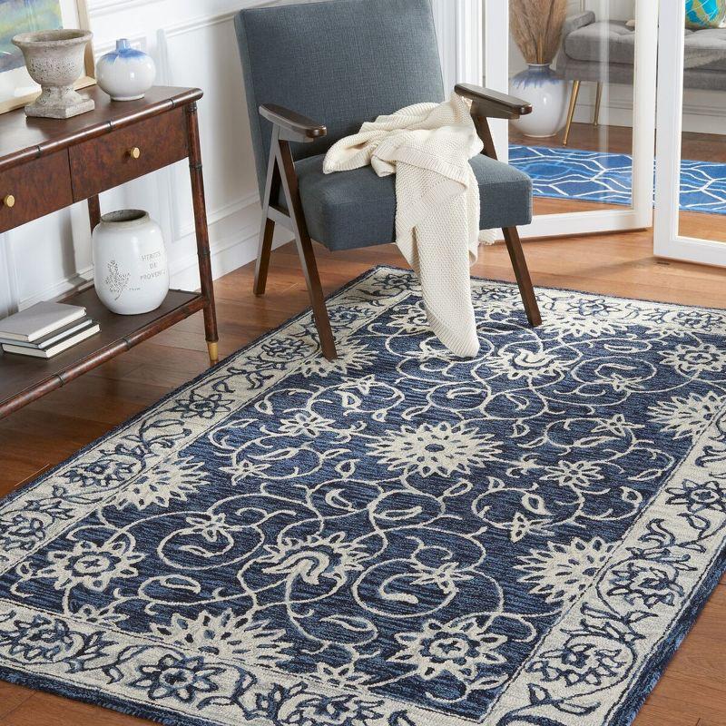 Jardin JAR601 Hand Tufted Area Rug - Navy/Ivory - 6'x6' - Safavieh