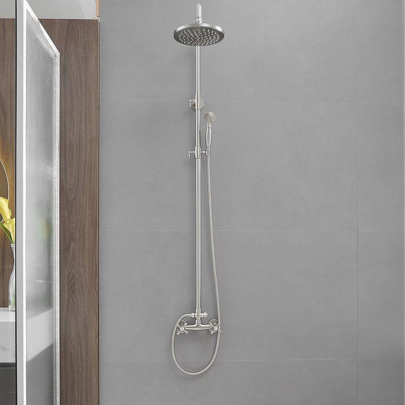 Adjustable Nickel Dual Head Rain Shower System with Handheld