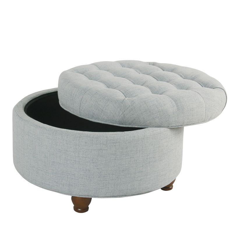 Large Tufted Round Storage Ottoman - HomePop