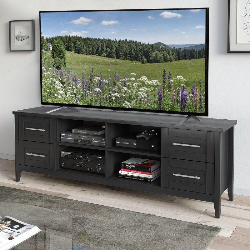 Jackson Extra Wide Drawer TV Stand for TVs up to 80" Black - CorLiving: Media Console with Cable Management, Laminate Finish