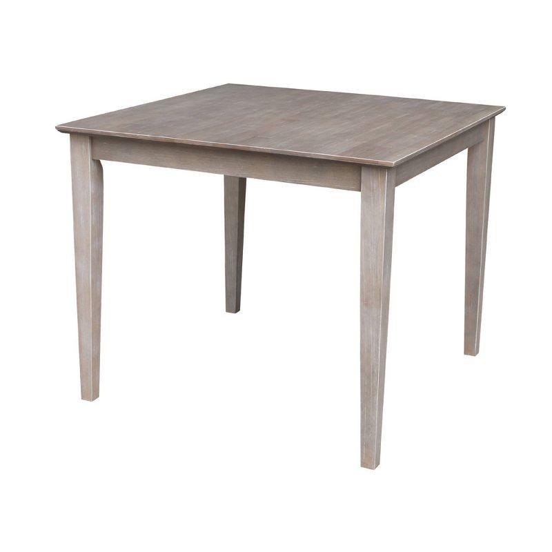 Solid Wood 30" X 30" Counter Height Table Washed Gray Taupe - International Concepts: Parawood, Square, Pedestal Base