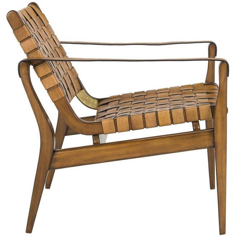 Light Brown Mahogany and Leather Safari Armchair