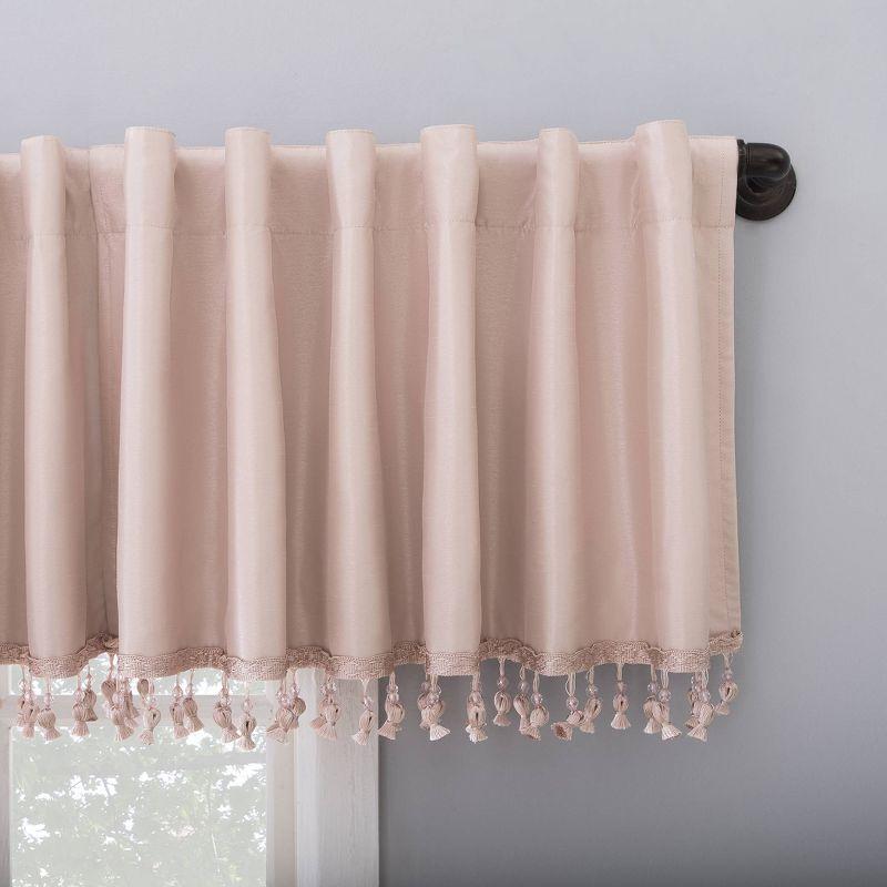 Sun Zero Sun Zero Evelina Faux Dupioni Silk Thermal Extreme 100% Blackout Back Tab Window Valance
