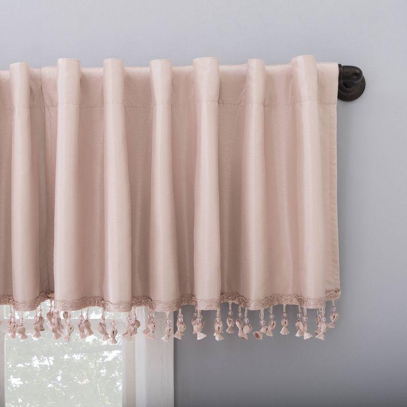 Sun Zero Evelina Faux Dupioni Silk Thermal Extreme 100% Blackout Back Tab Window Valance