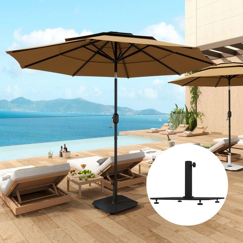Outsunny Square Patio Umbrella Base, 41 lbs Metal Umbrella Stand Base with Adjustable Pads, Patio Umbrella Holder for 1.3"/1.5"/1.9" Poles, Black