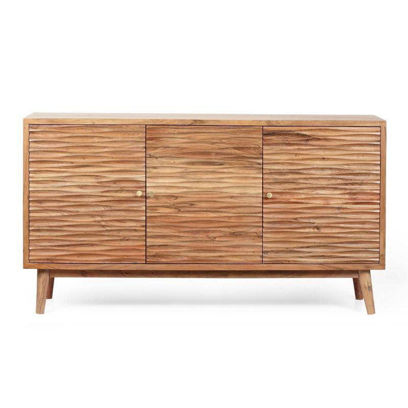 Warrenton Boho Handcrafted 2 Door Acacia Wood Sideboard Natural - Christopher Knight Home: Exotic Storage Cabinet