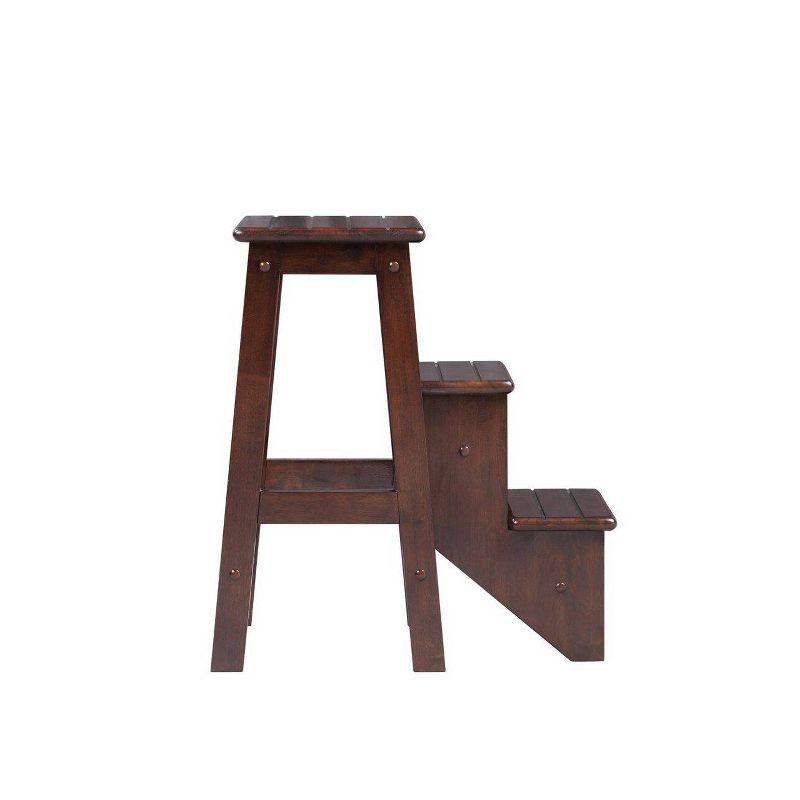 Boraam 24" Industries Folding Step Stool - Dark Cappuccino: Hardwood, Lacquered, 300lb Capacity