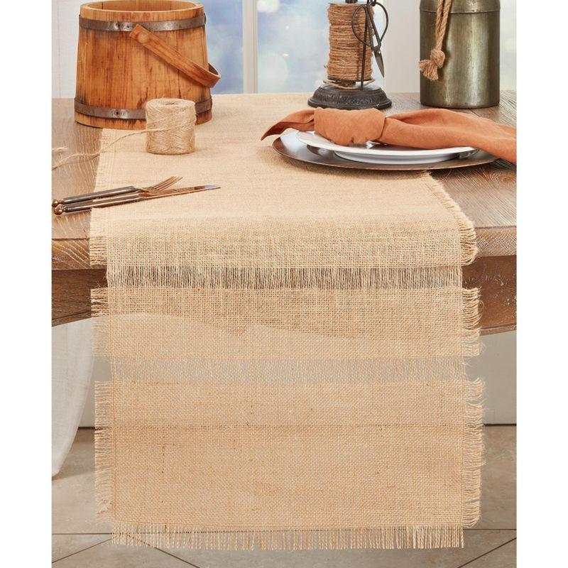 Rustic Beige Jute Burlap Table Runner, 16"x72"