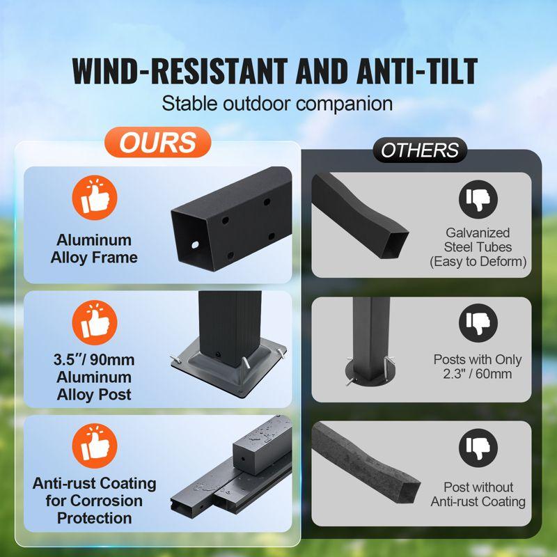 VEVOR 10'x13' Outdoor Retractable Pergola with Canopy, Aluminum Pergola with Retractable Canopy, Modern Pergola with Sun Shade Canopy, Bule