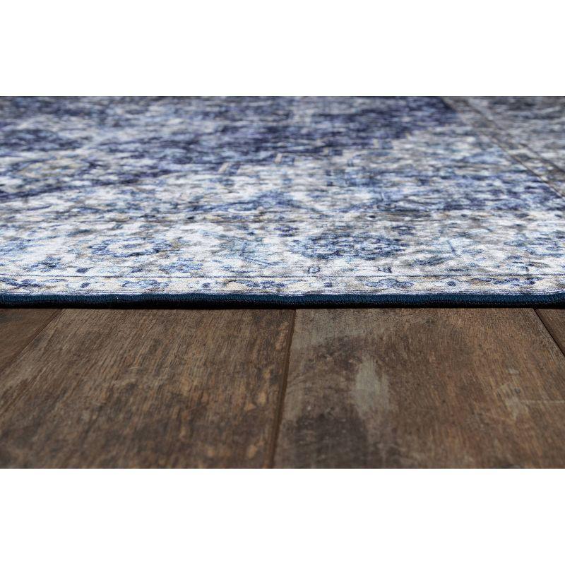 Soft Floral Elegance 5' x 8' Blue Wool Blend Area Rug