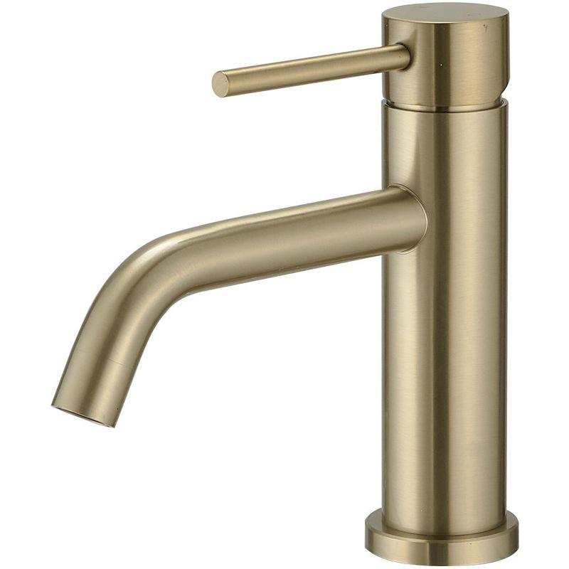 Brushed Gold Single Handle Low-Arc Bathroom Faucet with Drain