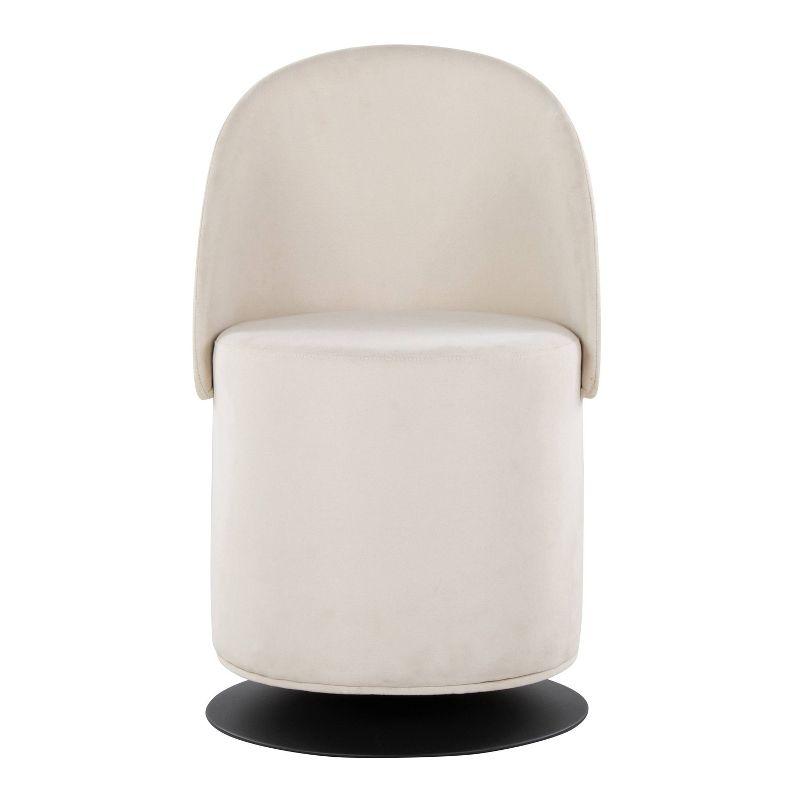 Cream Faux Leather Swivel Chair with Metal Base