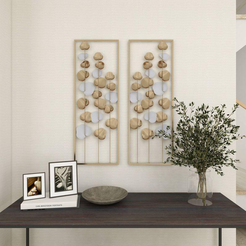 2pc Modern Leaf Ornamental Wall Decor Gold - Olivia & May: Iron Botanical Art, Vertical Display