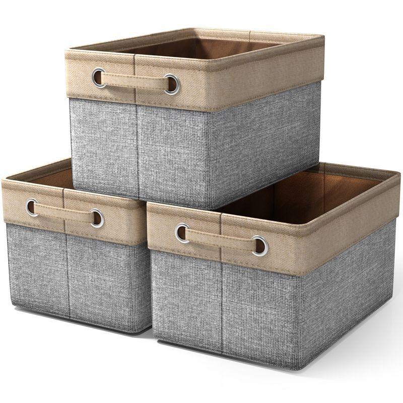 Sorbus 3 Pack 15 inch Collapsible Storage Bins with Handles - Perfect for Home Storage & Organization