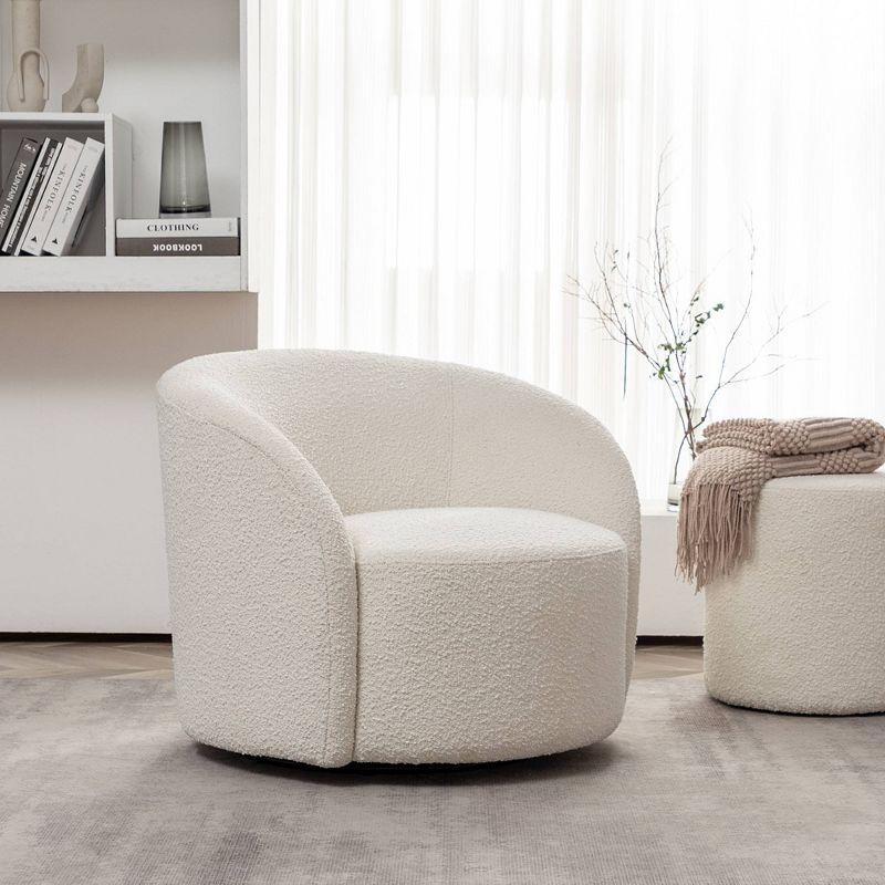 34" Wide Upholstered Swivel Barrel Chair - Kinwell