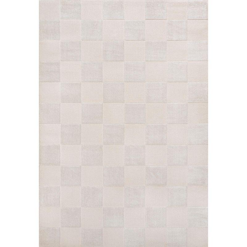 JONATHAN Y Thea Modern Geometric Checkerboard High-Low White/Cream 3 ft. x 5 ft. Area Rug