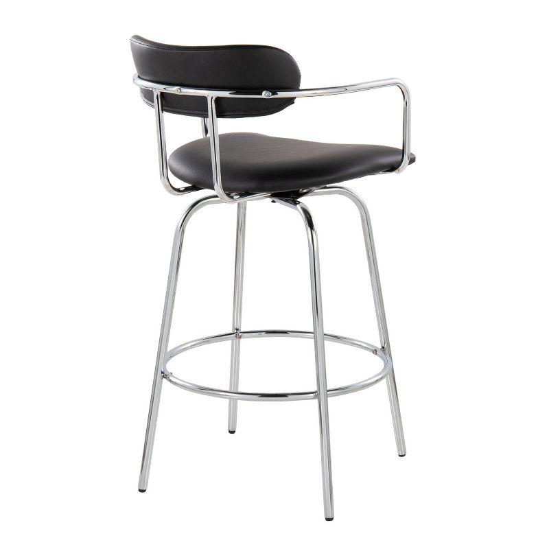 Set of 2 Demi Counter Height Barstools Chrome/Black - LumiSource: Cushioned, Swivel, Modern Design