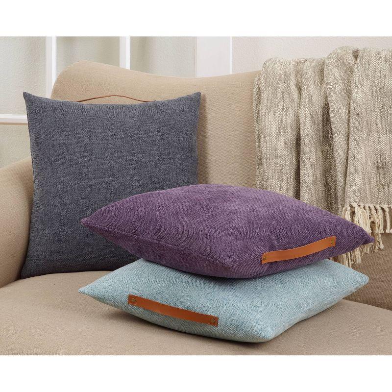 18"x18" Chenille with Handle Poly Filled Square Throw Pillow - Saro Lifestyle