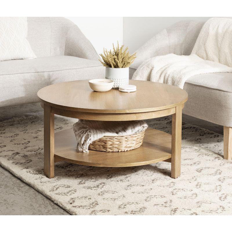 Kate and Laurel Foxford Round MDF Coffee Table, 34x34x17, Natural