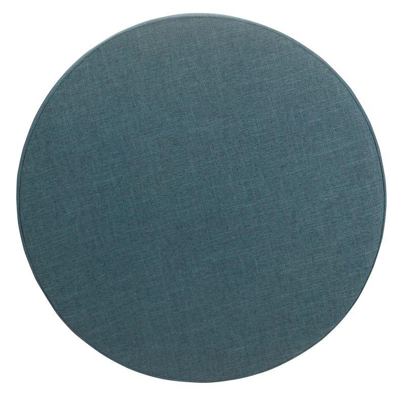 Round Storage Ottoman Teal - HomePop: Upholstered Footstool, Easy Lift Top, 250lb Capacity