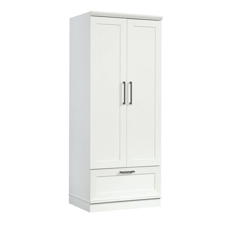 Soft White MDF 2-Door Wardrobe Armoire with Drawer